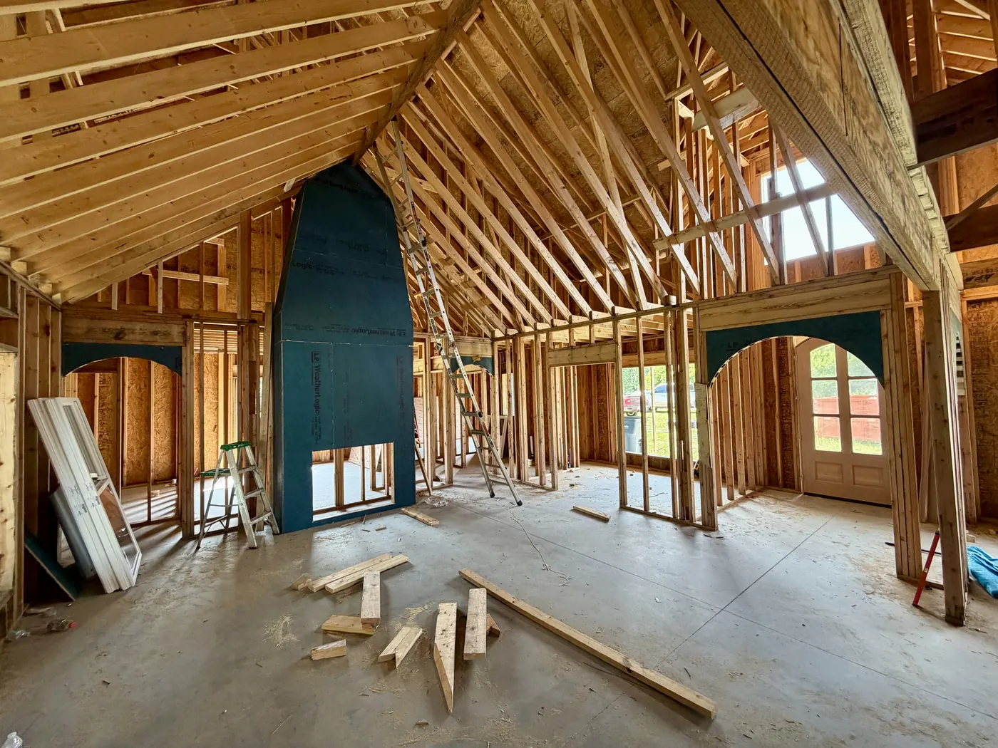 Interior arched openings framed in a new custom home